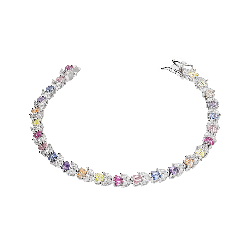 Srebrna Bransoletka Łezki z Cyrkoniami pr. 925 - JubilerSezam.pl