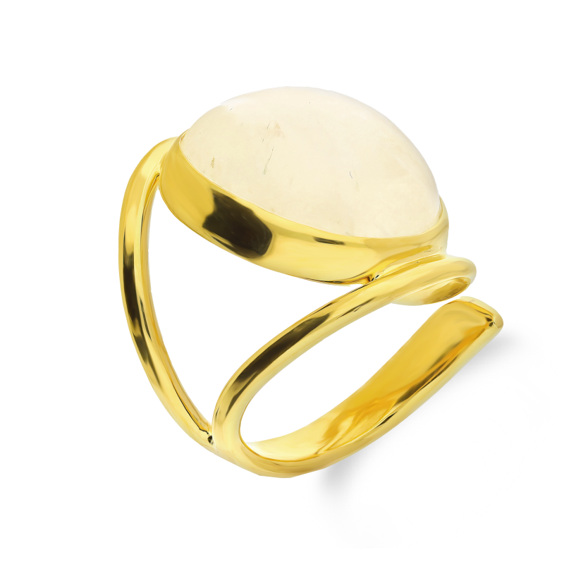 Pierścionek pozłacany z kamieniem księżycowym IU-kmks-P1 owal Gold próba 925