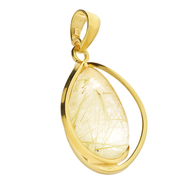 Pozłacana Zawieszka Srebrna Kwarc z Rutylem - JubilerSezam.pl