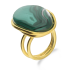 Pierścionek pozłacany z polerowanym malachitem IU-malpol-P owal Gold próba 925