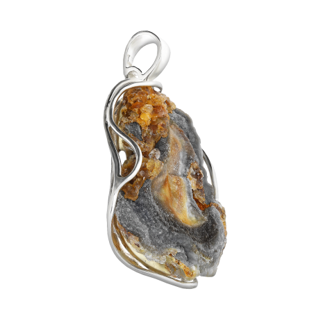 Zawieszka srebrna róża chalcedonu Urugwaj IU-rch próba 925