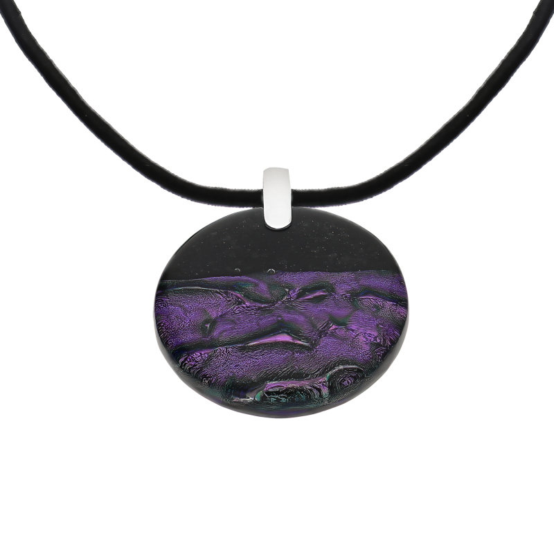 Srebrny naszyjnik Murano fiolet-czerń pr. 925 - JubilerSezam.pl