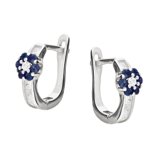 Srebrne kolczyki dla dziewczynki kwiatek z cyrkoniami - JubilerSezam.pl