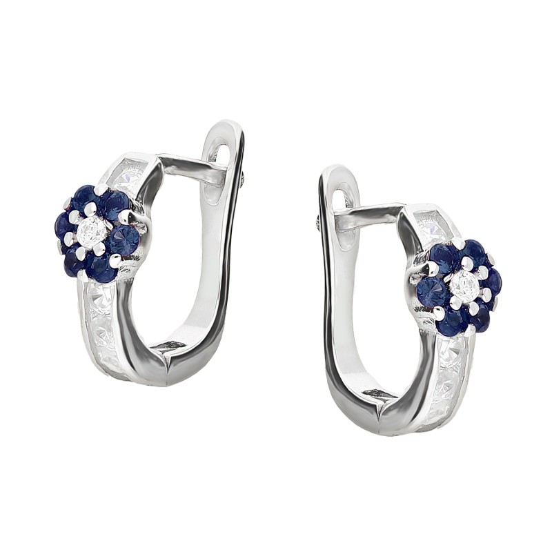 Srebrne kolczyki dla dziewczynki kwiatek z cyrkoniami - JubilerSezam.pl