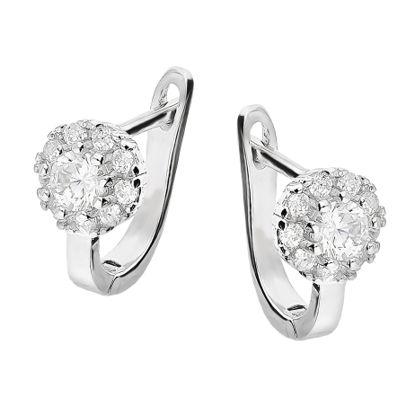 Kolczyki srebrne dla dziewczynki koło z białymi cyrkoniami/ang.zap. TB 11332 próba 925