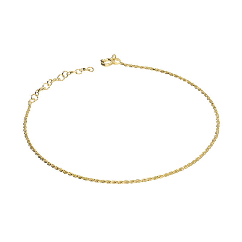 Bransoleta srebrna na nogę kolor złoty splot korda