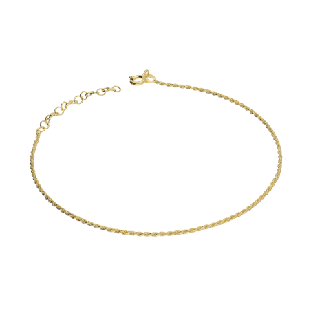 Bransoleta srebrna na nogę kolor złoty splot korda