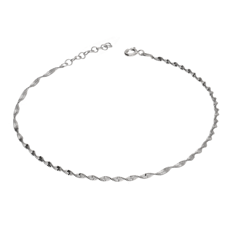 Bransoleta srebrna na nogę splot singapur