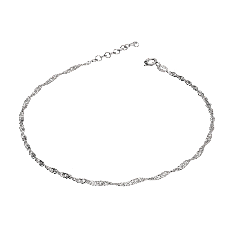 Bransoleta srebrna na nogę splot singapur