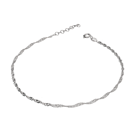 Bransoleta srebrna na nogę splot singapur