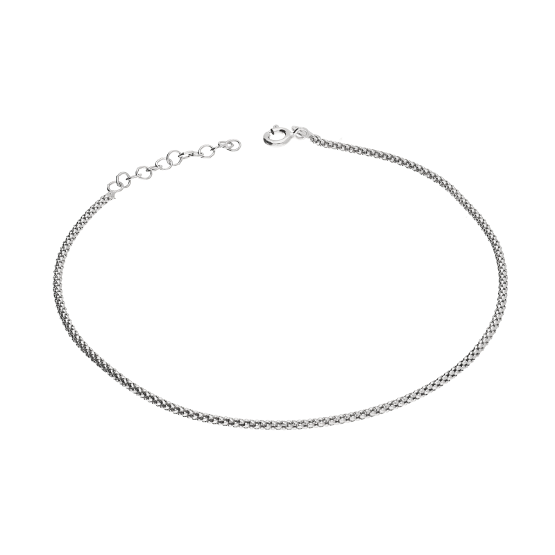 Bransoleta srebrna na nogę o splocie coreana