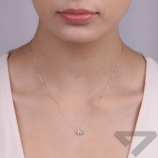 Naszyjnik srebrny biała cyrkonia 6 mm w okrągłej oprawie/anker HS CY6MMGO-1-ANK+R ROD próba 925