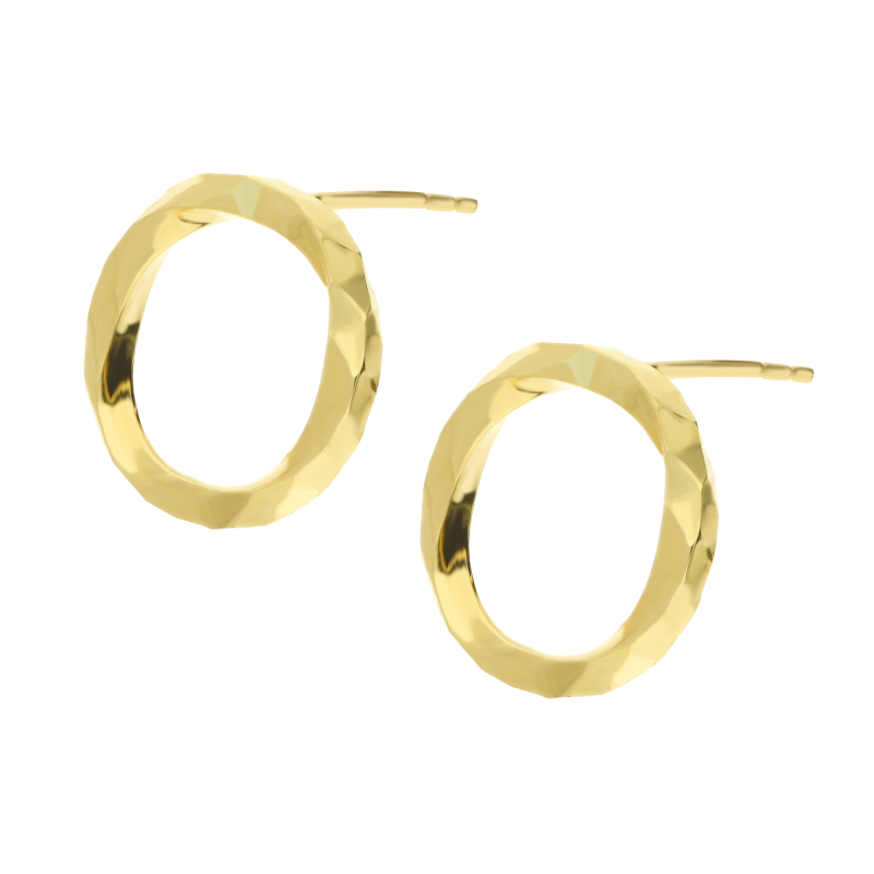 Kolczyki złote falowane koło 10 mm/sztyft  AR X3DCTE13379 próba 585