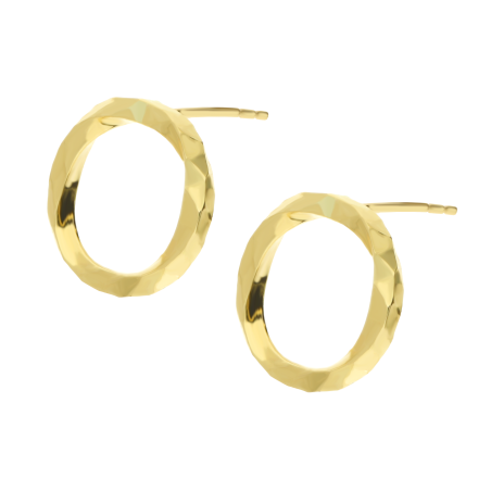 Kolczyki złote falowane koło 10 mm/sztyft  AR X3DCTE13379 próba 585