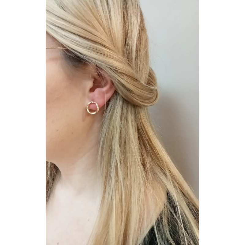 Kolczyki złote falowane koło 10 mm/sztyft  AR X3DCTE13379 próba 585