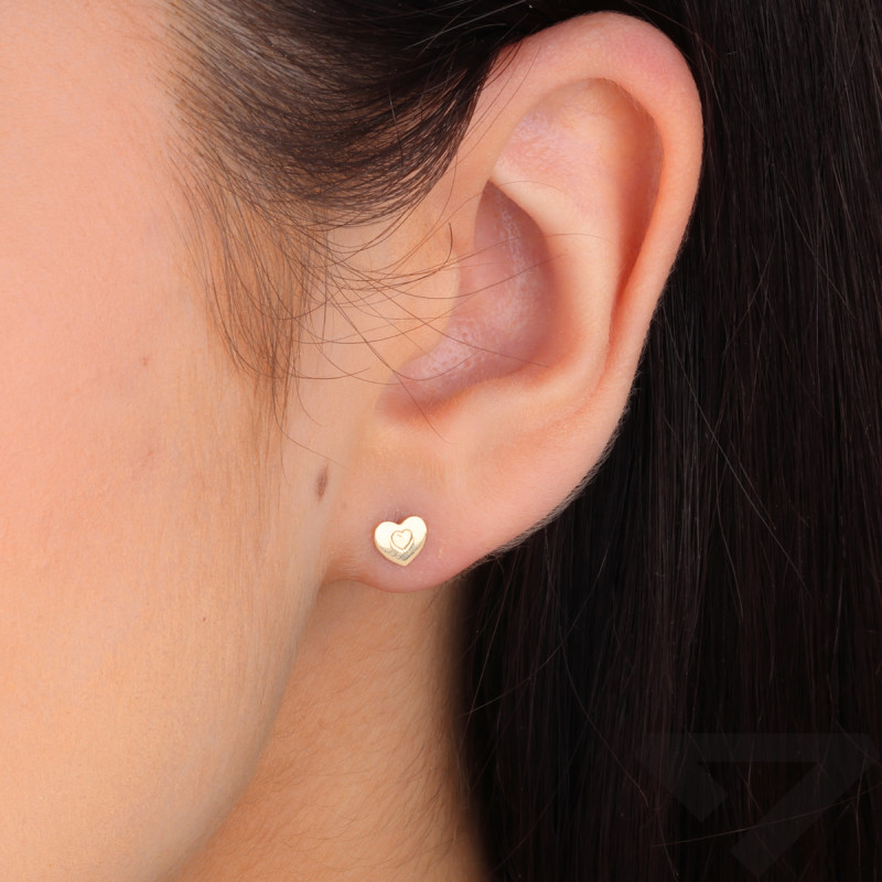 Złote Kolczyki Serduszka Sztyft pr. 585 - JubilerSezam.pl
