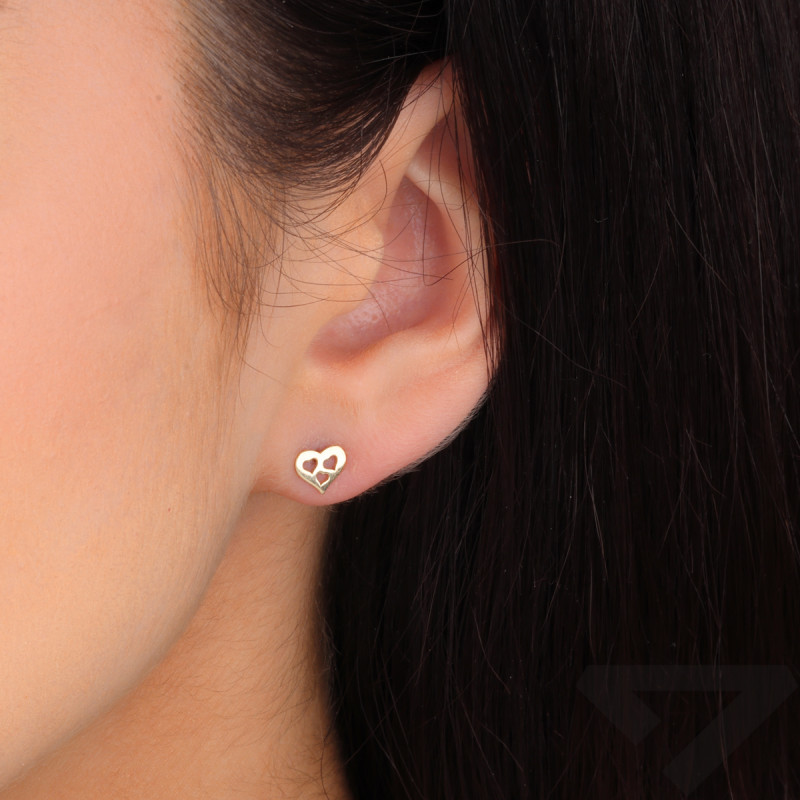 Kolczyki złote serce z wyciętymi sercami/sztyft  MZ T23-E-0218-3-LZ próba 375