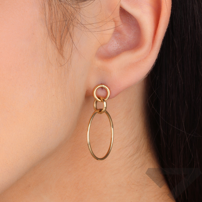 Kolczyki złote kółko ramka z dwoma kółkami/sztyft AR X3TE13496 próba 585