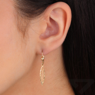 Kolczyki złote wiszące ażurowa łezka