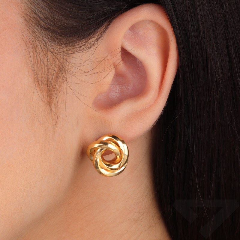 Kolczyki złote grawerowany obwarzanek/sztyft M3 M-362 próba 585