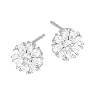 Kolczyki srebrne kwiat z łezkami cyrkoniami/sztyft HS2179 próba 925