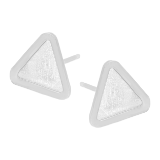 Kolczyki srebrne szczotkowany trójkąt/sztyft M3-384 ROD próba 925