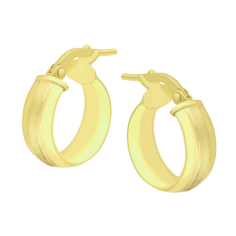 Kolczyki pozłacane kółka rurka z matowym zdobieniem/ang.zap. M3-495 GOLD próba 925