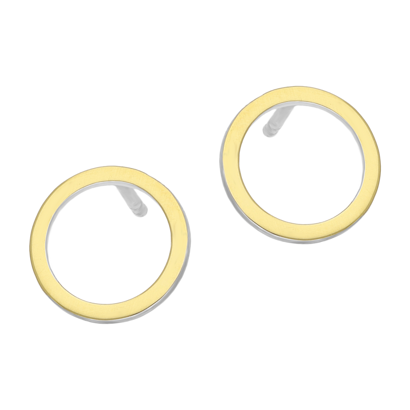 Kolczyki srebrne koło ze złotą blaszką 10mm/sztyft PX G0713.10_AU375 blaszka gold