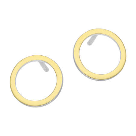 Kolczyki srebrne koło ze złotą blaszką 10mm/sztyft PX G0713.10_AU375 blaszka gold