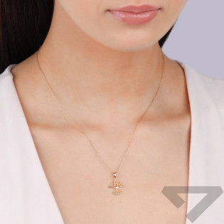 Medalik złoty anioł ramka z sercem, złoto próby 585