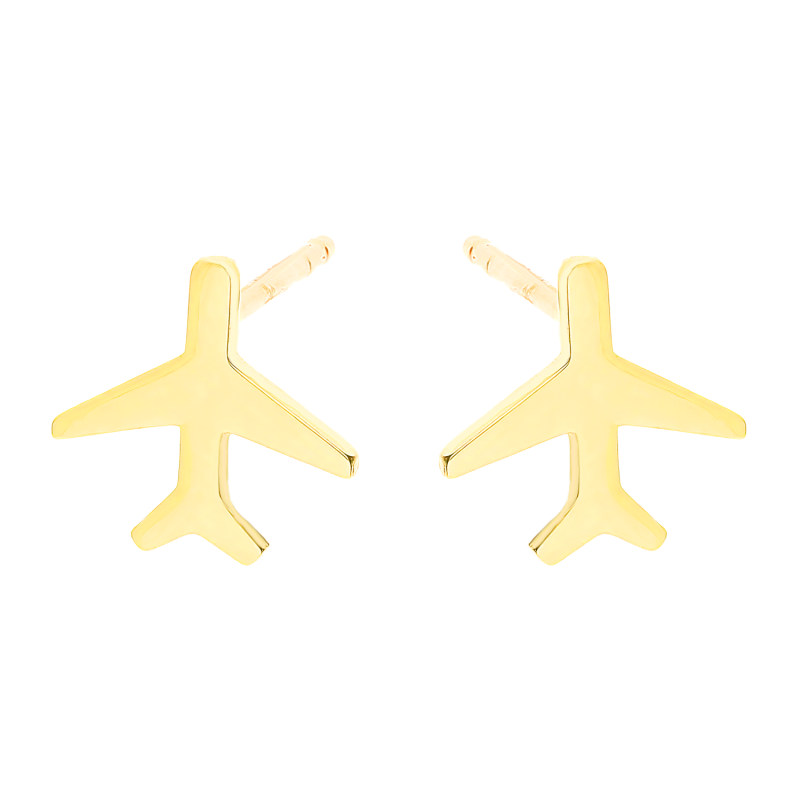 Złote Kolczyki Samoloty Sztyft pr. 375 - JubilerSezam.pl
