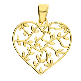 Złote ażurowe serduszko z listkami pr. 585 - JubilerSezam.pl