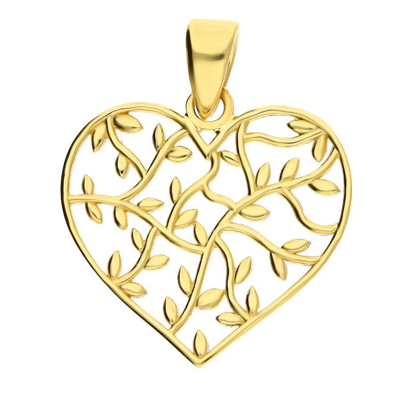 Złote ażurowe serduszko z listkami pr. 585 - JubilerSezam.pl