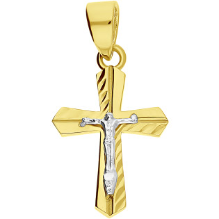 Krzyżyk złoty tłoczony z wizerunkiem Pana Jezusa AR X3P211484-YW próba 375