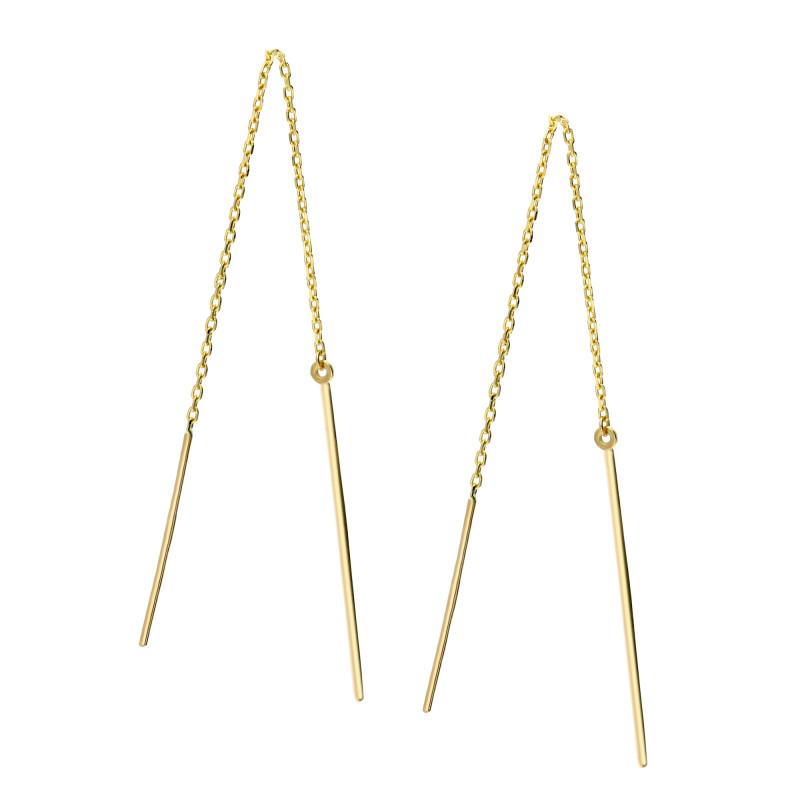 Złote Kolczyki Przeciągane Pałki pr. 375 Rolo - JubilerSezam.pl