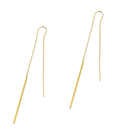 Kolczyki złote pałki na łańcuszku rolo próba 375