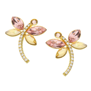 Kolczyki pozłacane motyl z kryształami i białymi cyrkoniami/sztyft CQ KDCG4228LRGS próba 925