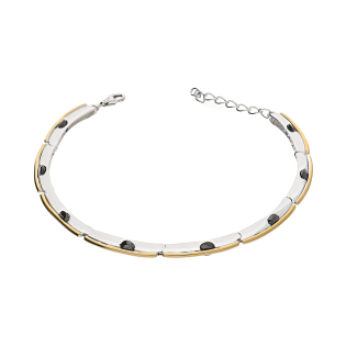 Srebrna bransoletka z czarnymi cyrkoniami i złotem pr. 925/375 - JubilerSezam.pl