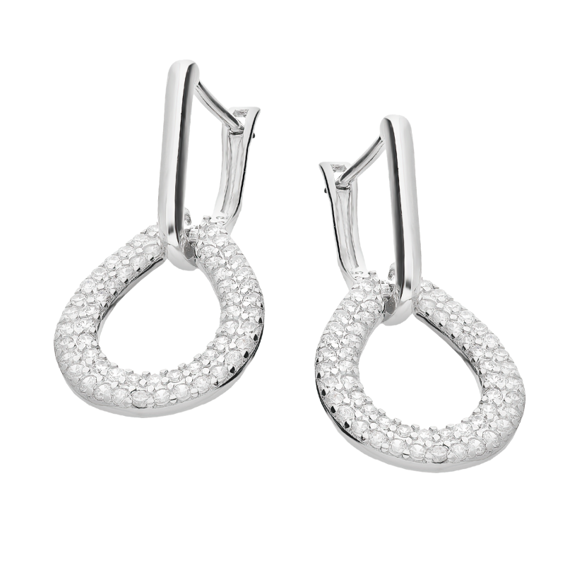 Kolczyki srebrne kropla z białymi cyrkoniami/ang.zap. SR 442 próba 925