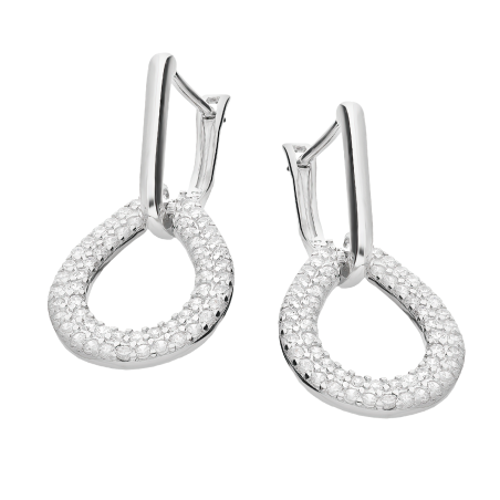 Kolczyki srebrne kropla z białymi cyrkoniami/ang.zap. SR 442 próba 925