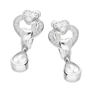 Kolczyki srebrne serce i kropla z cyrkonią/ang.zap. TB 03059 próba 925