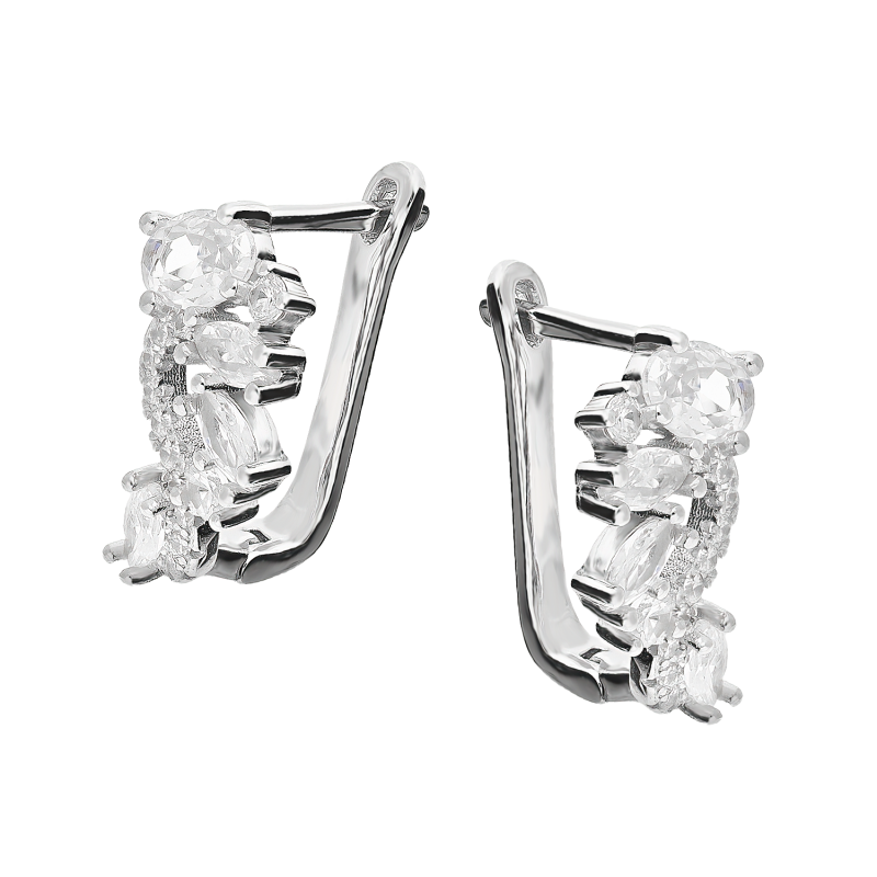 Kolczyki srebrne fala z białymi cyrkoniami/ang.zap. TB 19416 próba 925