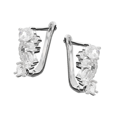 Kolczyki srebrne fala z białymi cyrkoniami/ang.zap. TB 19416 próba 925
