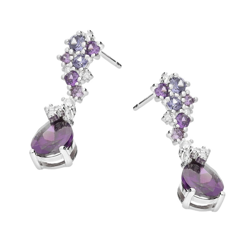 Srebrne kolczyki z fioletowymi cyrkoniami - JubilerSezam.pl