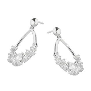 Kolczyki srebrne kropla z białymi cyrkoniami/sztyft TB 21050 próba 925