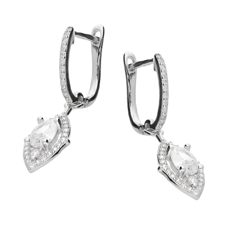 Kolczyki srebrne owalna cyrkonia w rombie/ang.zap. TB 21118 próba 925