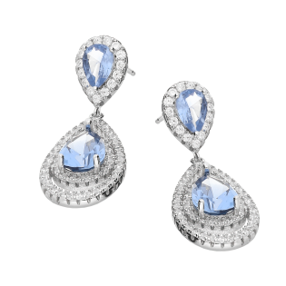 Srebrne kolczyki z cyrkoniami, kropla markiza - JubilerSezam.pl