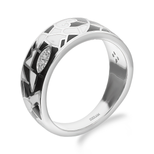 Srebrny Pierścionek z Emalią i Cyrkoniami pr. 925 - JubilerSezam.pl