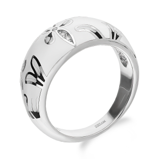 Pierścionek srebrny z białą i czarną emalią oraz cyrkoniami TB 23720-23722 próba 925