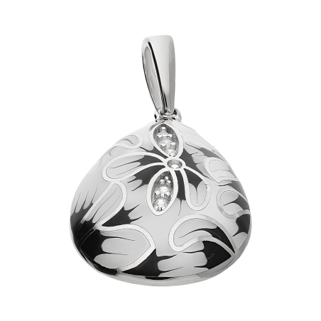 Zawieszka srebrna kropla z białą i czarną emalią TB 23720-23722 próba 925